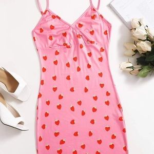 Pink Strawberry Print Mini dress.